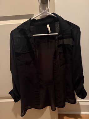 Truth Black Sheer Collared Blouse